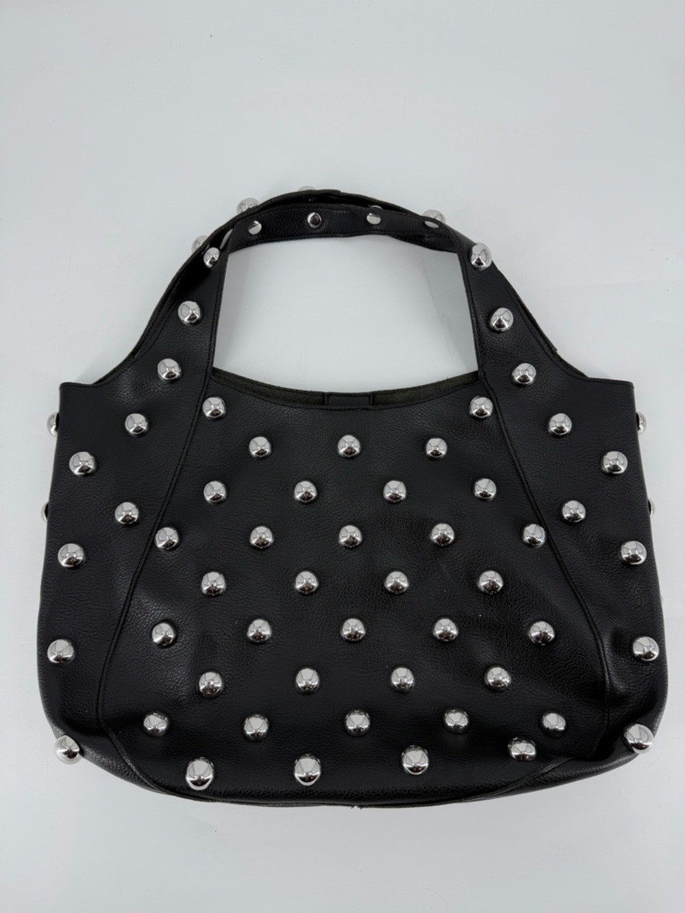Anthropologie Sonia Medium Slouchy Studded Tote Bag Black Vegan Leather - Picture 2 of 10